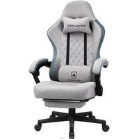 GAMINGSTUHL Stoff mit Federsitz Ergonomisch Grün - Grau, Metall (54/135/50cm) - Kaket