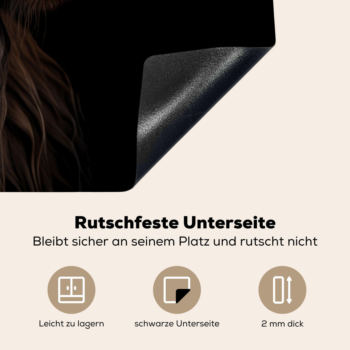 HERDABDECKPLATTE Schottischer Highlander - Porträt - Schwarz - Tier 83x51 cm - Braun, Kunststoff (83/0.2/51.5cm) - MuchoWow