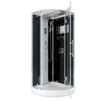 DUSCHKABINE Dusche D37-23R0 Weiß 100x100 - Schwarz, Glas/Kunststoff (100/100/218cm) - AcquaVapore by Sandra Jentho