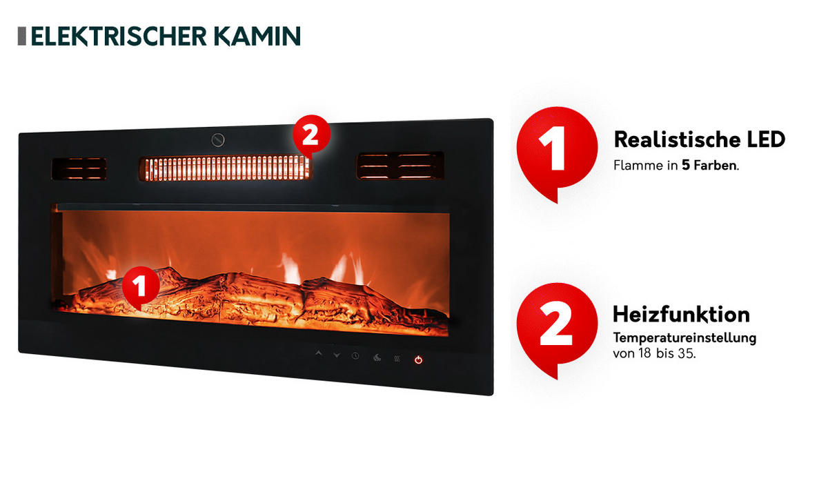 TV-LOWBOARD Govi 180 EF mit Kamin - Kaschmir, Holzwerkstoff (180/33/32cm) - MIRJAN24