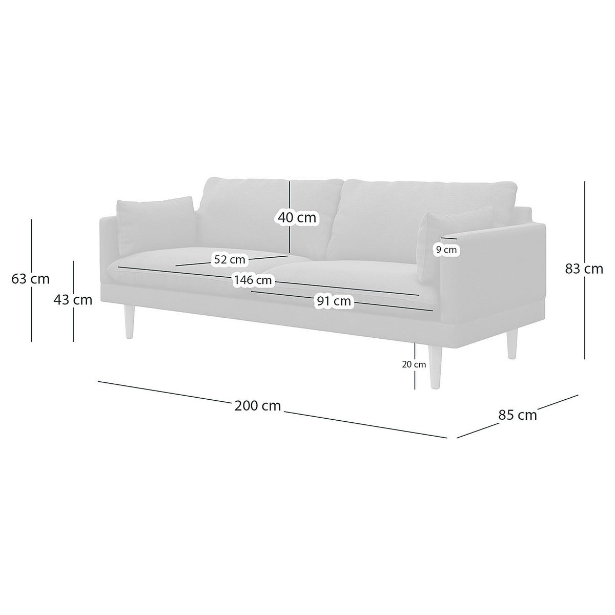 3-SITZER SOFA - Webstoff - Beige/Buchefarben, Holz/Buchenholz (200/83/153cm) - home24