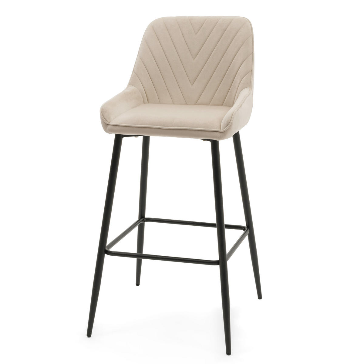 BARHOCKER VASTO gepolstert mit Steppung - beige - Samt Velours - Beige/Schwarz, Metall (50/95/55cm) - NEW HOME
