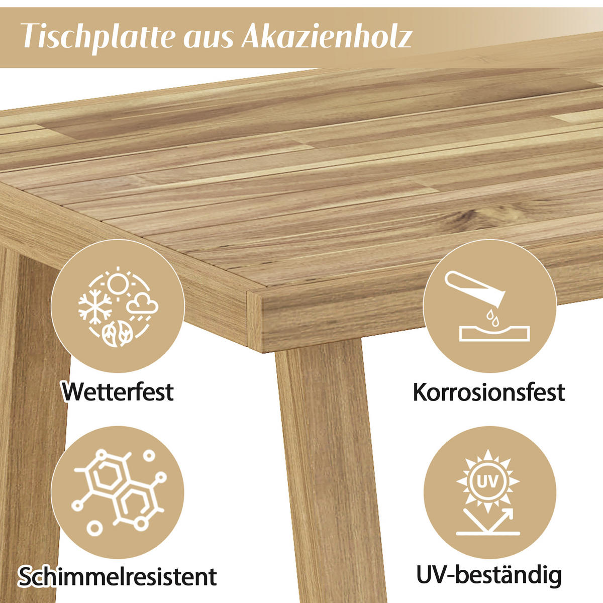 GARTENMÖBELSET Natur Creme - Beige, Holz - ComfortXL