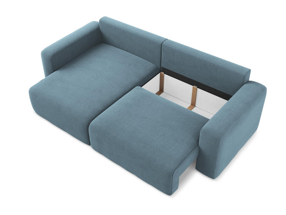 ECKSOFA mit Schlaffunktion links Strukturstoff Stoff Blau - Blau/Schwarz, Kunststoff/Textil (149/244cm) - Makamii