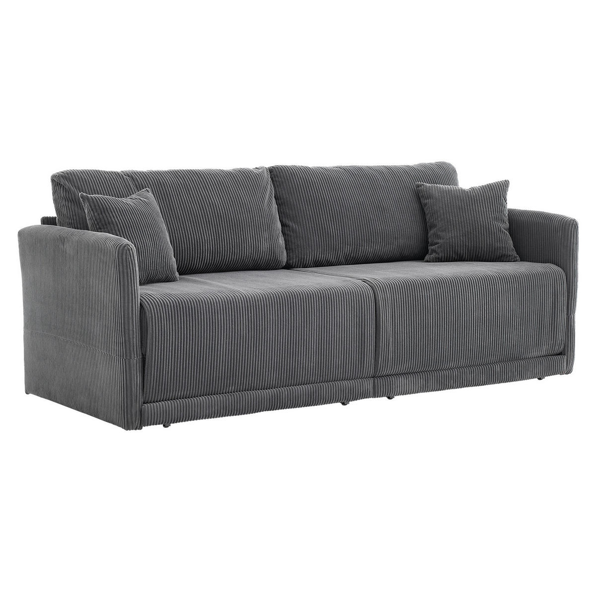 SOFA mit Schlaffunktion 182 x 88 x 84 cm Cord Grau - Grau, Metall (182/84/88cm) - Meubliv