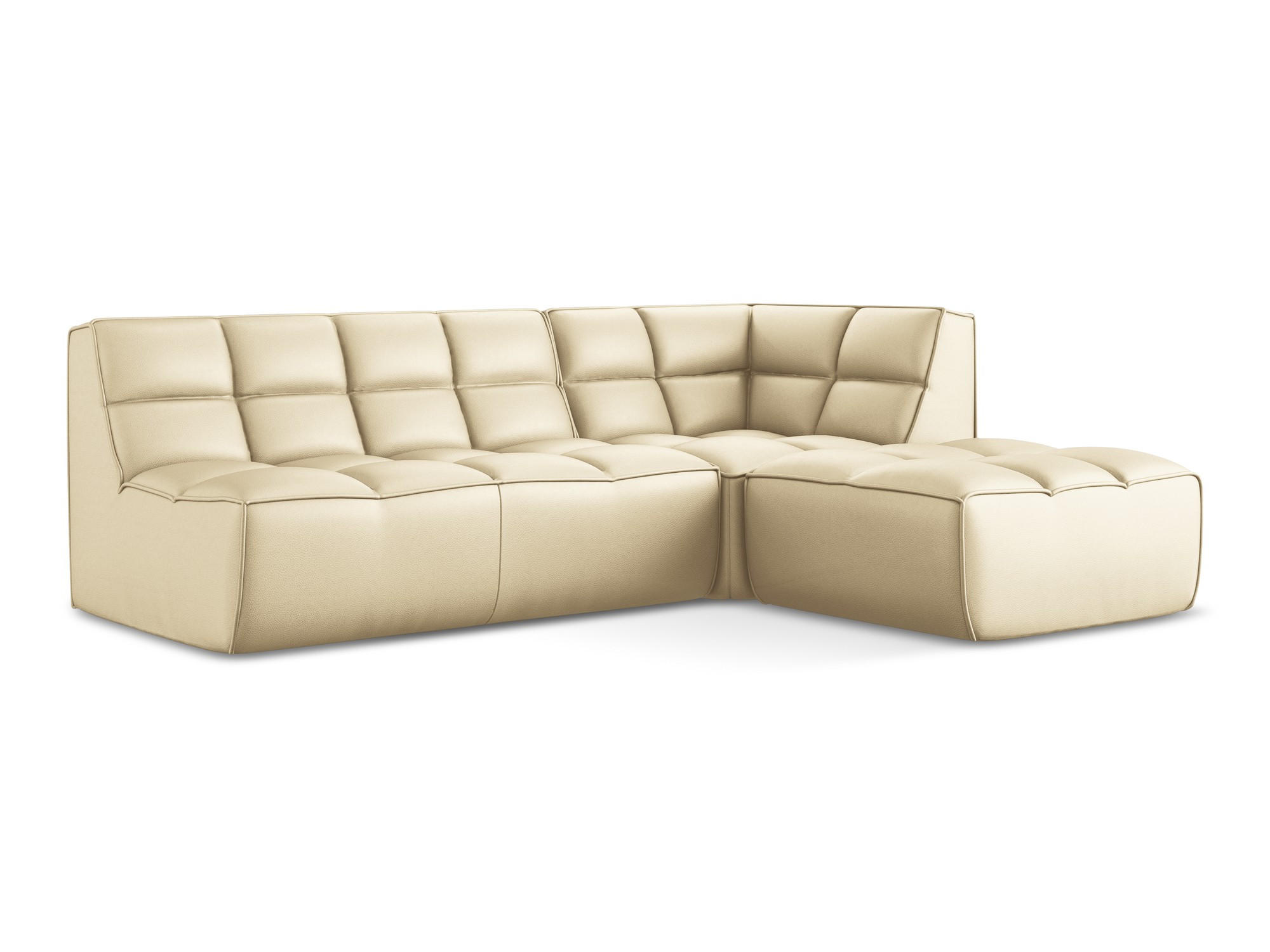 ECKSOFA Beidseitig Kunstleder Beige - Beige/Schwarz, Leder/Kunststoff (258/178cm) - Makamii