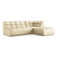ECKSOFA Beidseitig Kunstleder Beige - Beige/Schwarz, Leder/Kunststoff (258/178cm) - Makamii