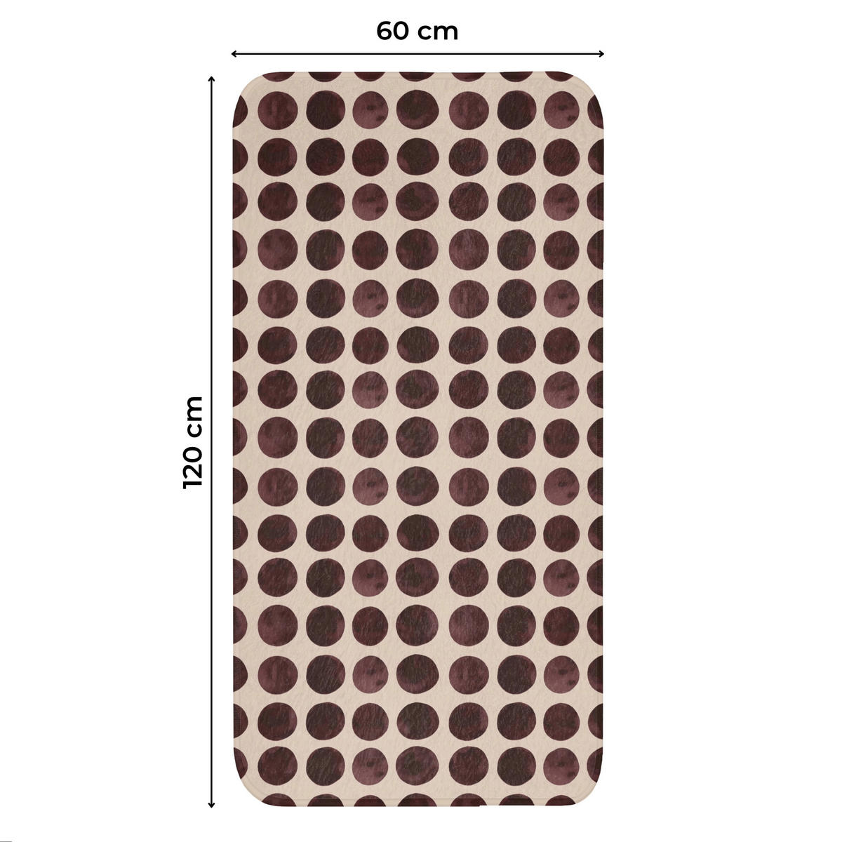 WC PŘEDLOŽKA Puntíky - Vzor - Hnědý 60x120 cm - bordeaux, textil/plast (60/1cm) - OnlyWow