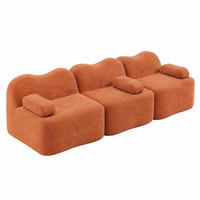 SOFA modular in Wellenform Samt Orange - Orange, Holzwerkstoff (98/70/288cm) - Meubliv
