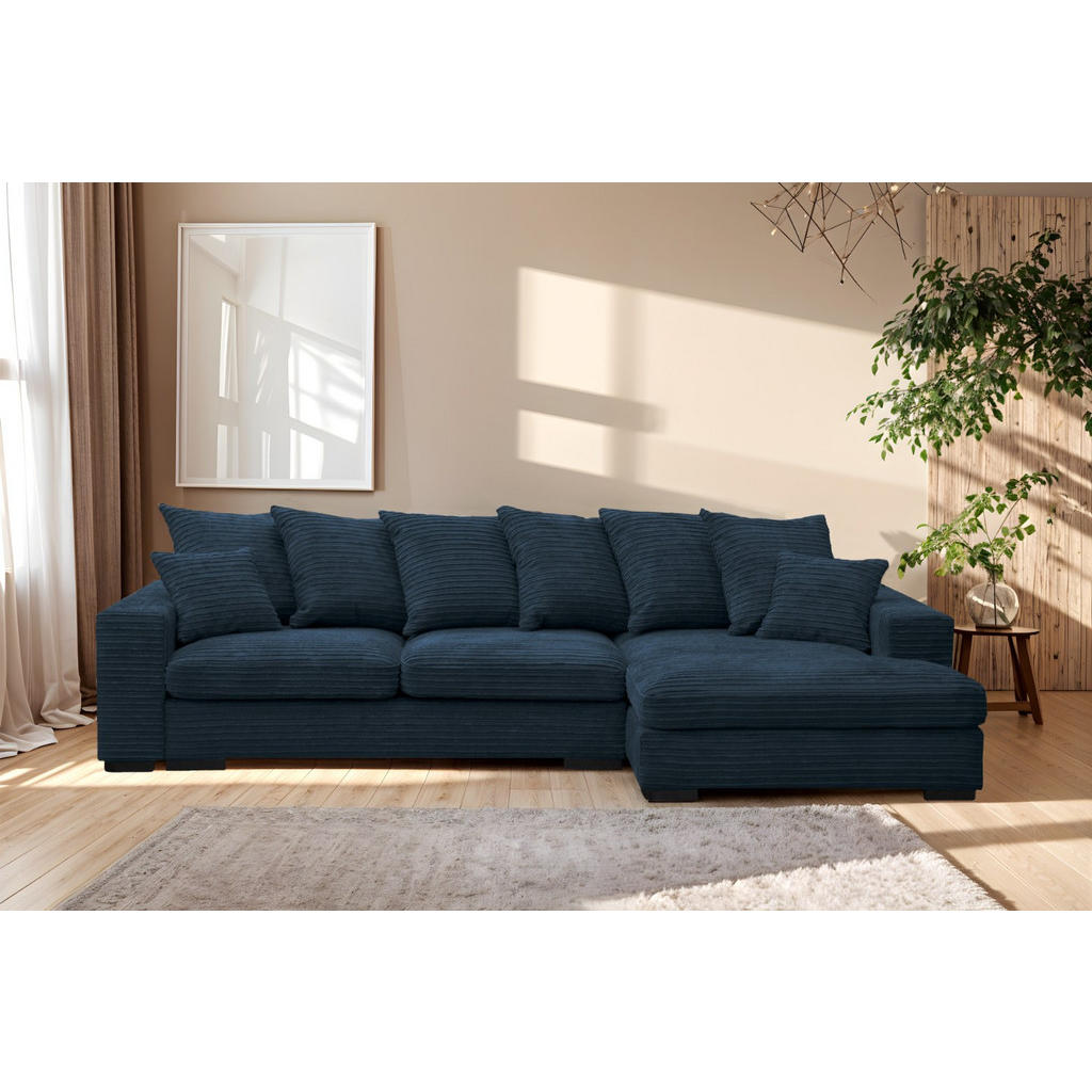 Thumbnail - Kaiser Möbel Ecksofa, Blau, Holz, L-Form, 285x155 cm, Wohnzimmer, Sofas & Couches, Wohnlandschaften, Ecksofas