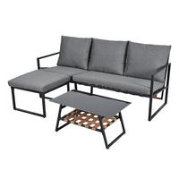 GARTENMÖBELSET Eckgarnitur Grau 3-tlg. - Grau, Metall - ComfortXL