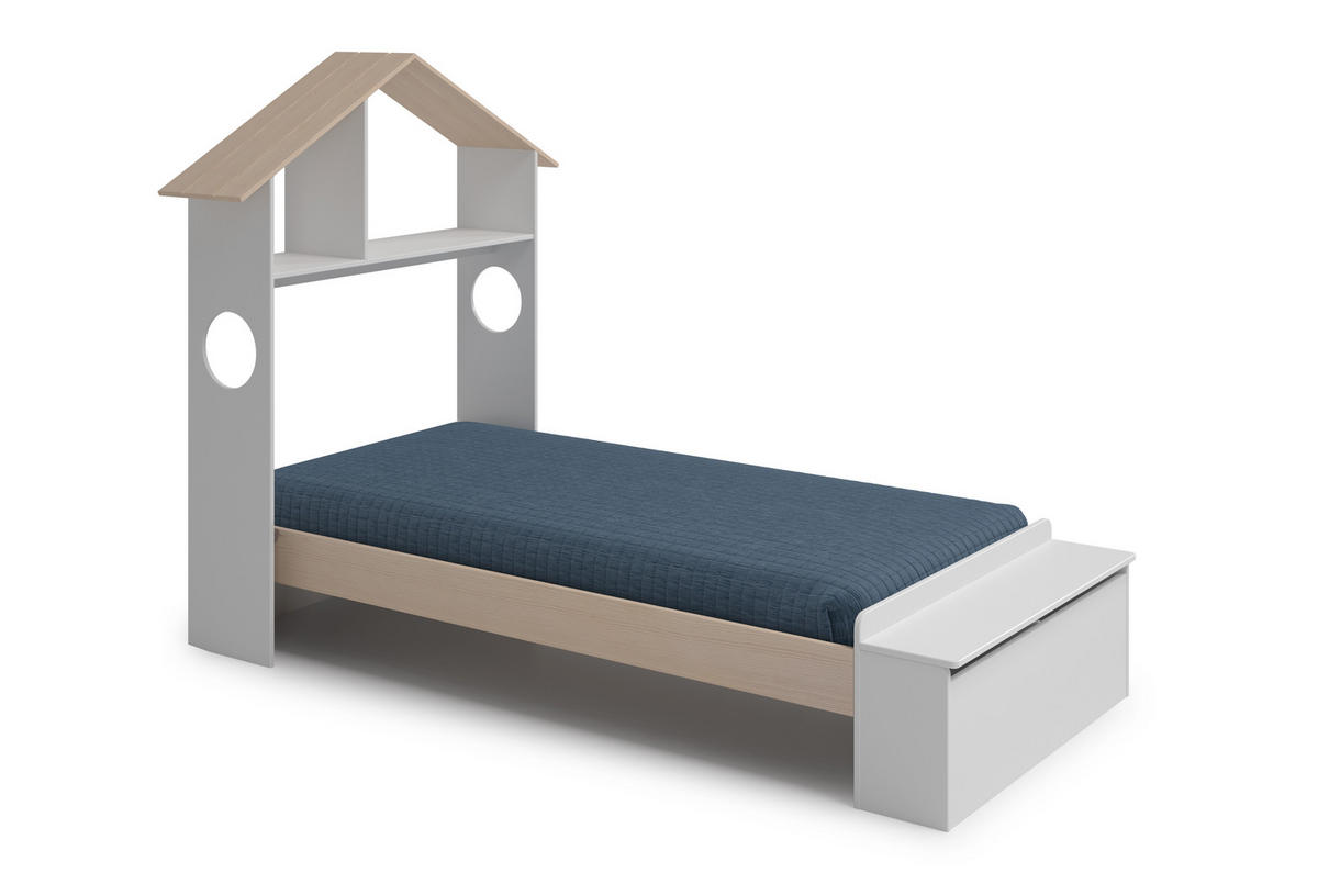 KINDERBETT Odessa Weiß 216/128/153 cm - Weiß, Holz (90/190cm) - Calicosy