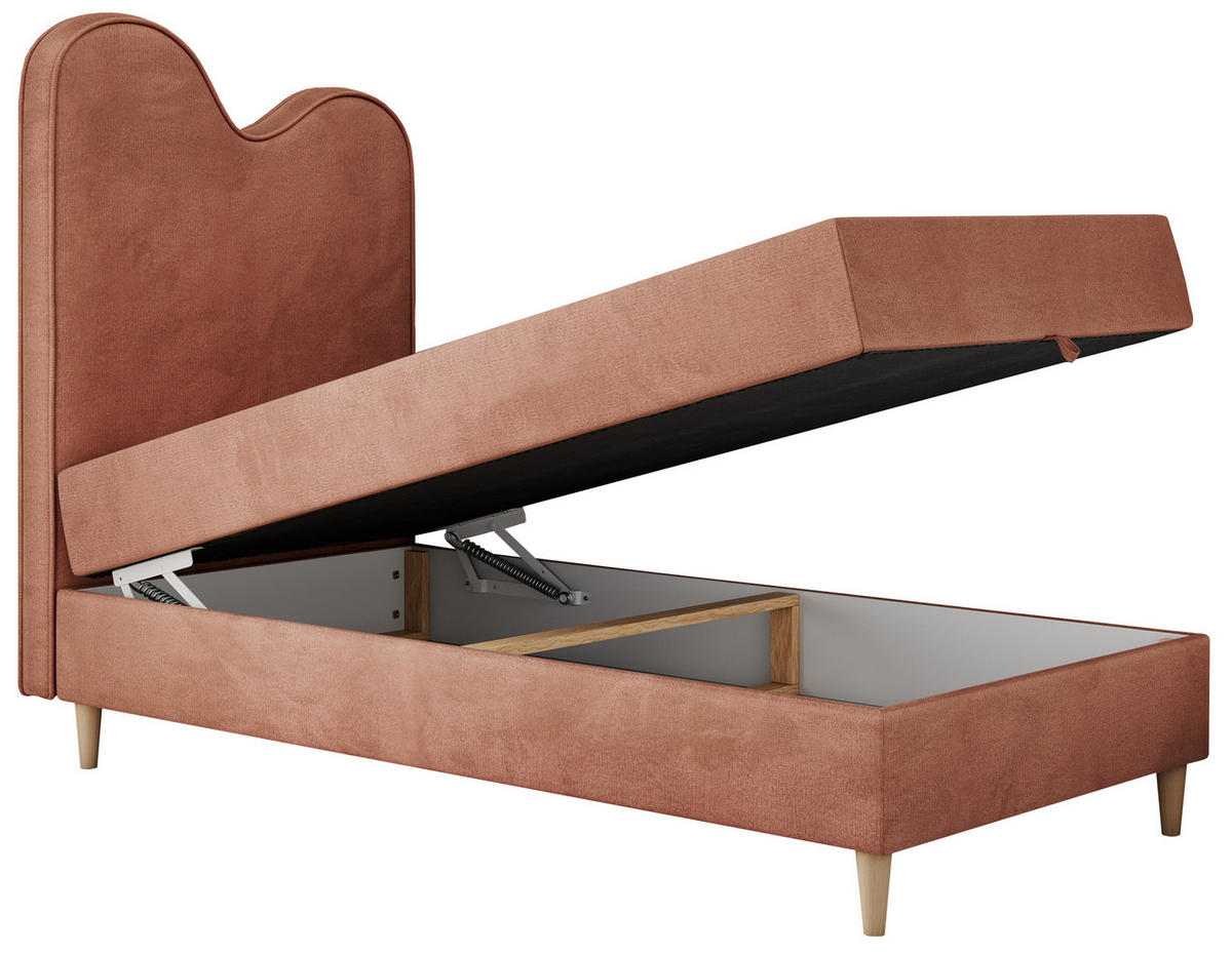BOXBETT FLOW 90/180 Hellrosa Velvet hydrophob - H3 - Hellrosa, Holz/Textil (90/180cm) - MKS