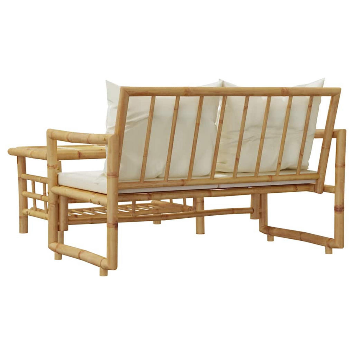 GARTENSOFA-SET 2Er Set Mit Kissen Bambus - Braun, Naturmaterialien - vidaXL