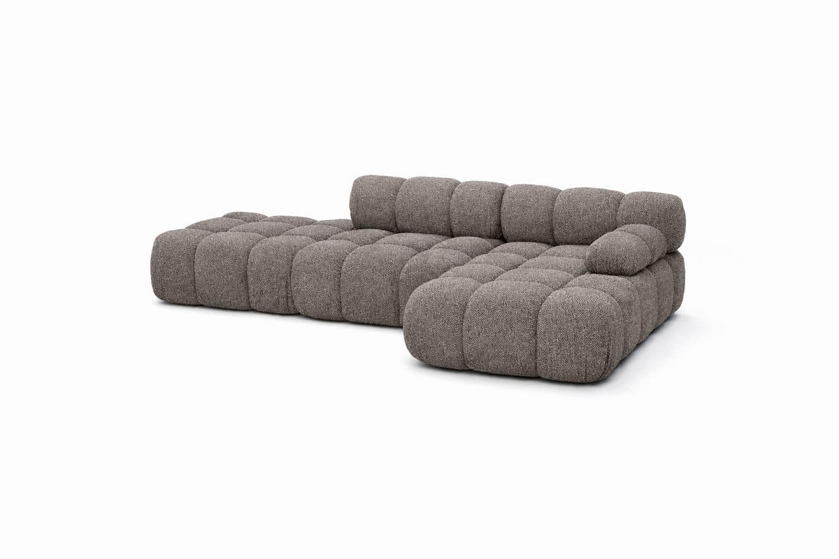 ECKSOFA L-Form Modular Mit Hocker, Bouclé-Stoff Abriamo, Braun, Rechts, Selia - Braun, Holz (285/160cm) - Kaiser Möbel