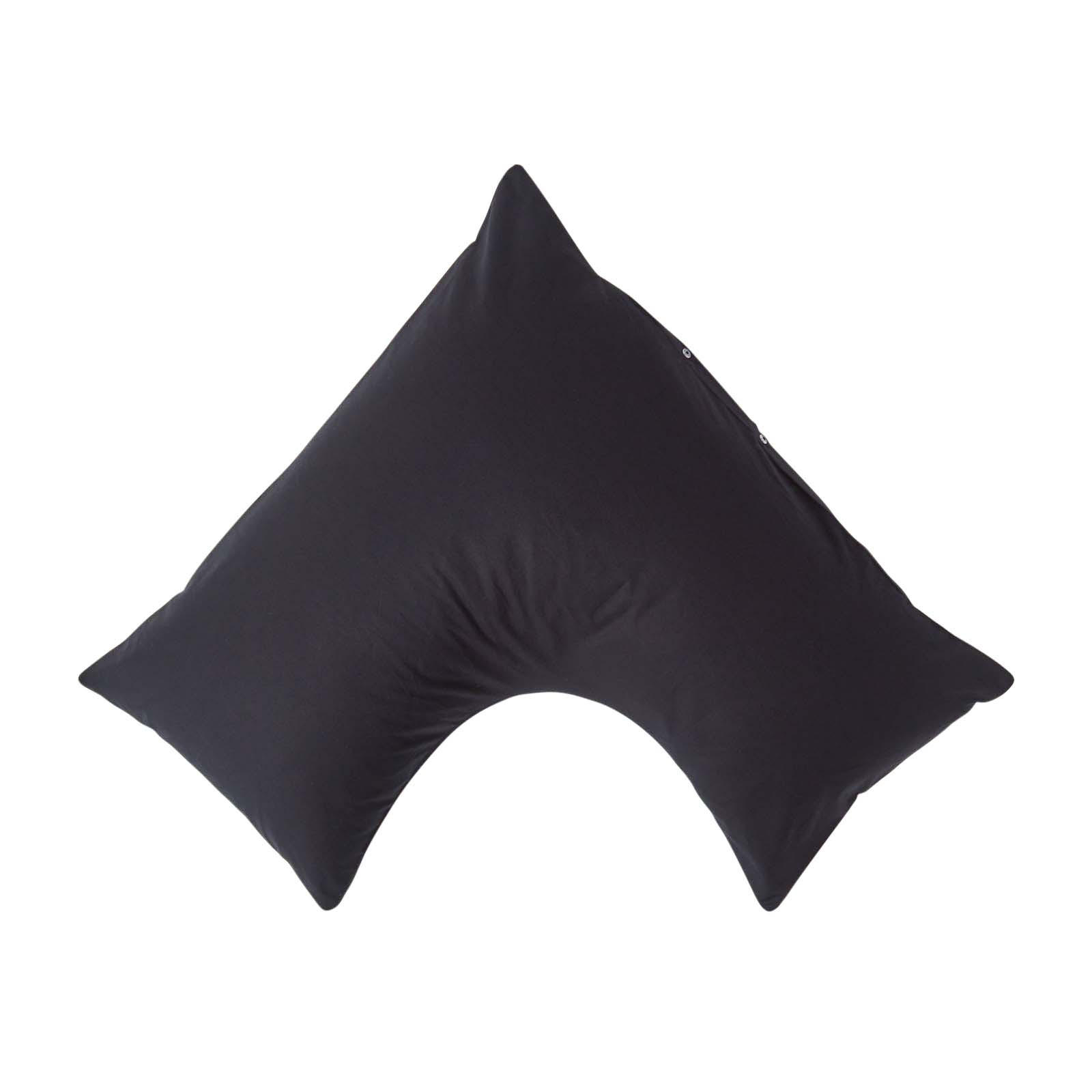 KISSENBEZUG für V-Form-Kissen, Perkal, Fadendichte 200 - Schwarz, Textil (38/76cm) - Homescapes