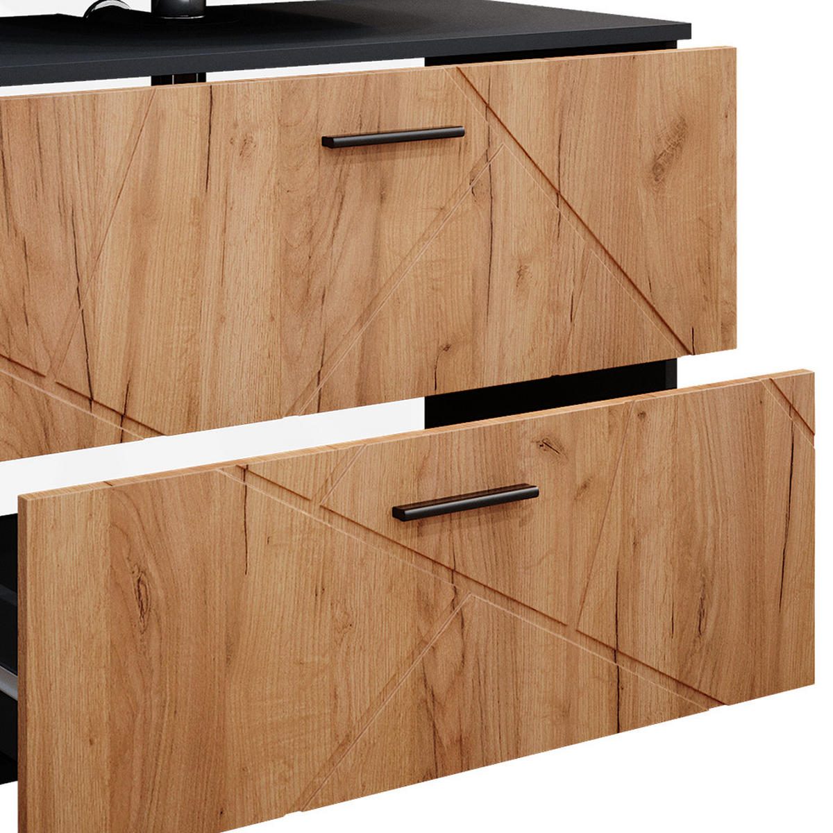 BADMÖBEL-SET Irma Goldkraft Eiche/Anthrazit 3 Teile, mit Midischrank - Honigeiche/Anthrazit, Holzwerkstoff (80/58.6/41cm) - Vicco