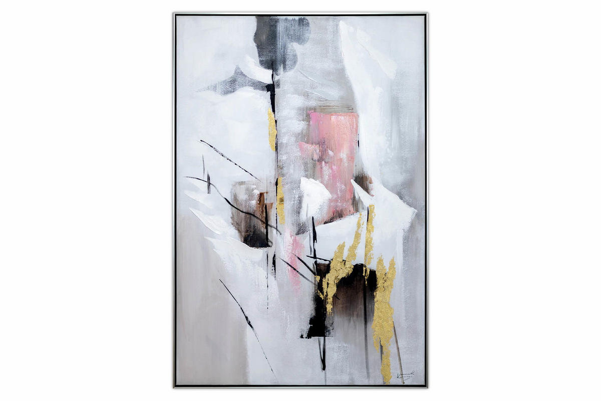 ACRYLBILD HANDGEMALT Weiß 83/123 cm - Weiß, Textil (82.5/122.5cm) - KUNSTLOFT