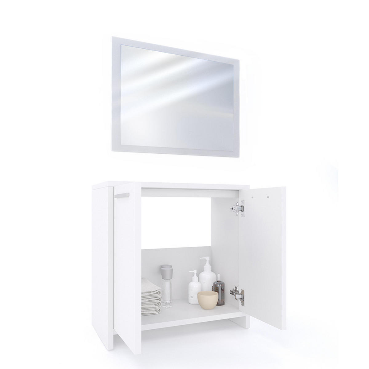 BADMÖBEL-SET Kiko Weiß 2 Teile - Weiß, Holzwerkstoff (58/60/33cm) - Vicco