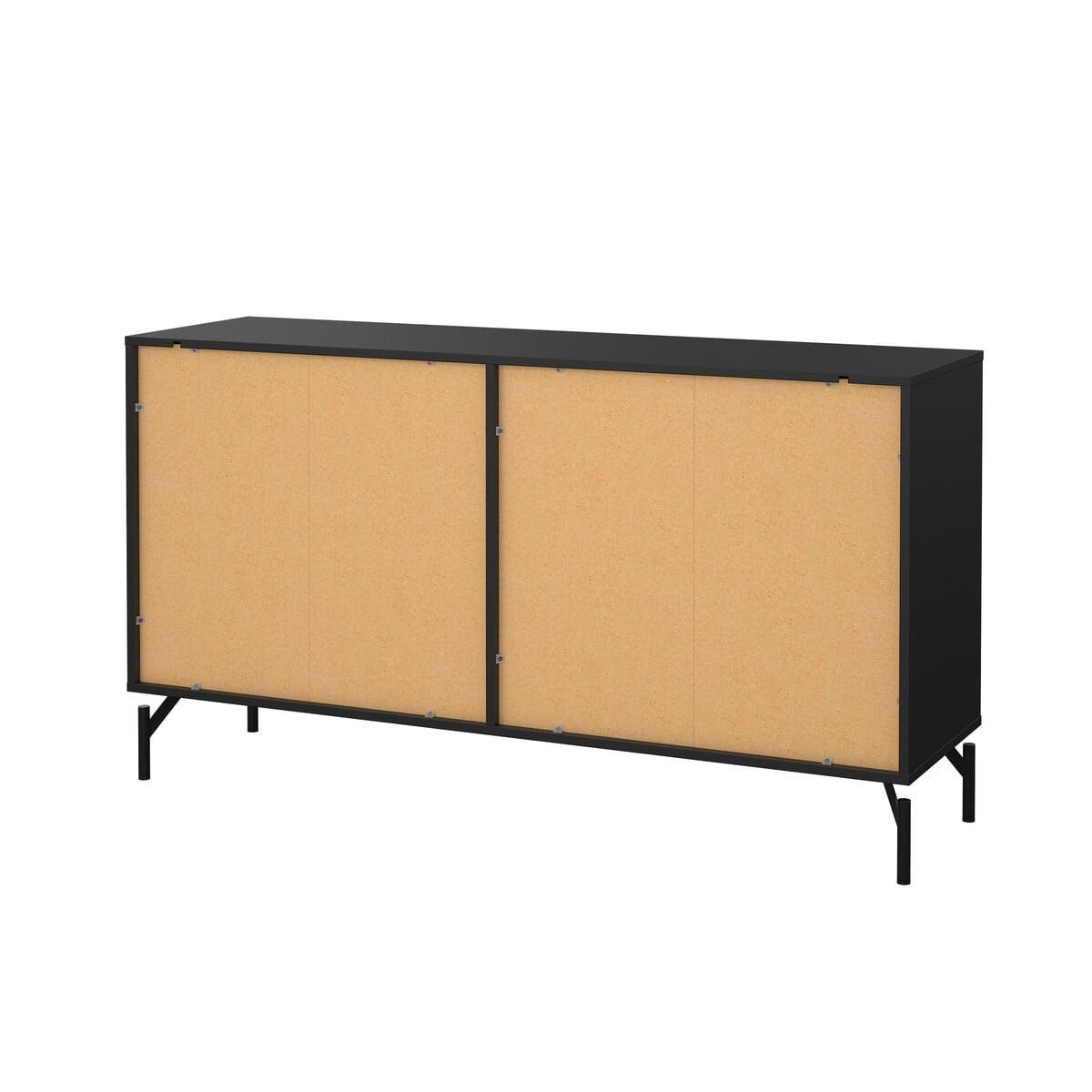 KOMMODE DOPPELT 6 schubladen matt schwarz mit metallgestell 39,8/76,6/39,8 cm - Schwarz, Holzwerkstoff (39.8/76.6/46.8cm) - Calicosy