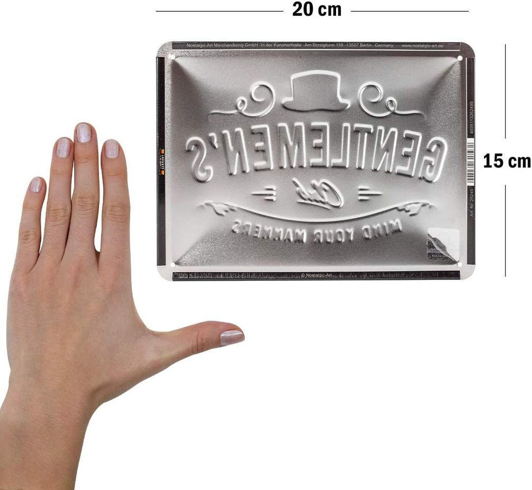 BLECHSCHILD 15/20 cm Achtung Gentlemen's Club - Multicolor, Metall (20/15/0.5cm) - Nostalgic-Art