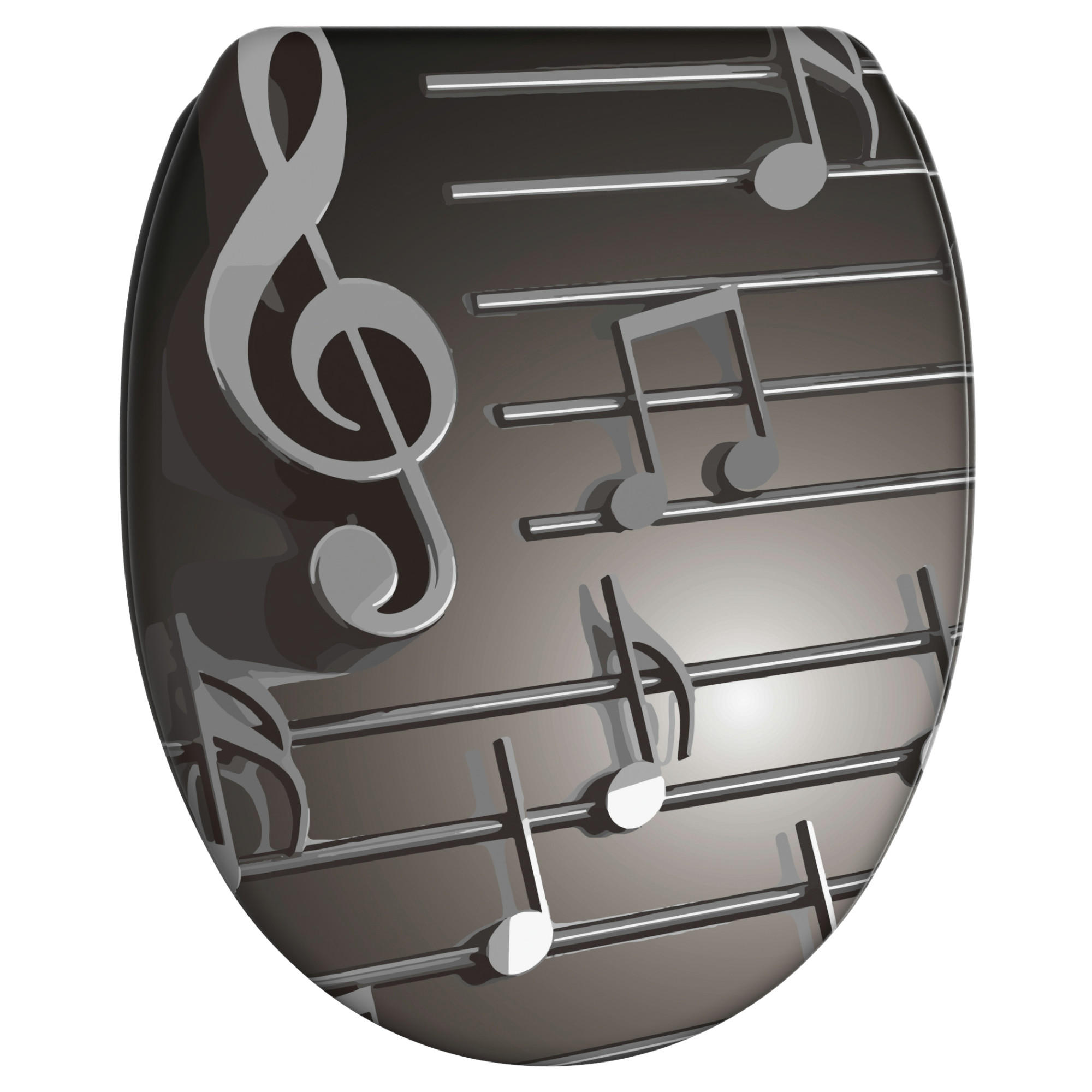 WC-SITZ Absenkautomatik Musical Notes - Grau, Holzwerkstoff (37.7/5.5/48cm) - Sanilo