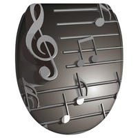 WC-SITZ Absenkautomatik Musical Notes - Grau, Holzwerkstoff (37.7/5.5/48cm) - Sanilo