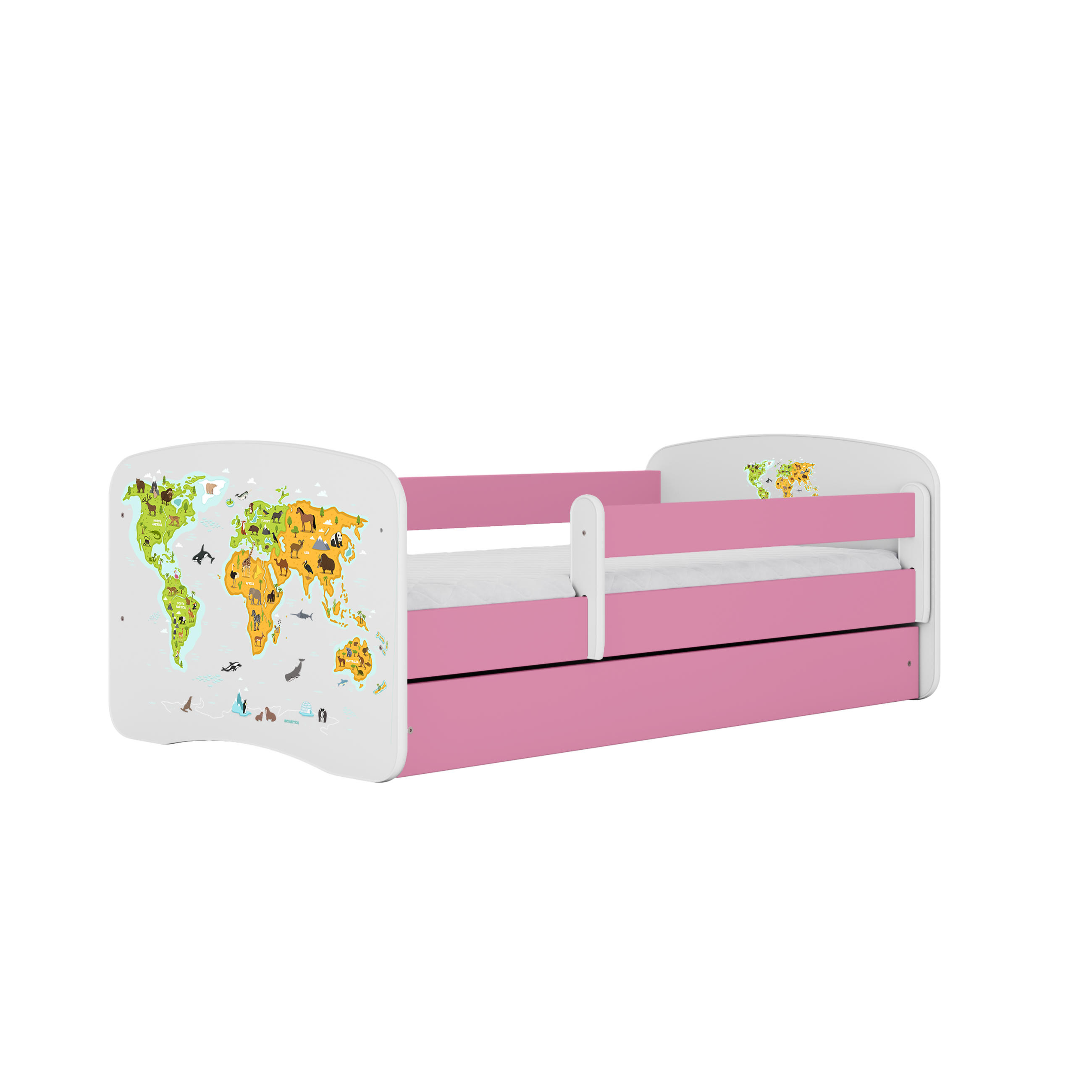 KINDERBETT Karte mit Schublade 140/70 80/61/144 - Rosa, Holzwerkstoff (70/140cm) - RAUMHIRSCH FURNITURE