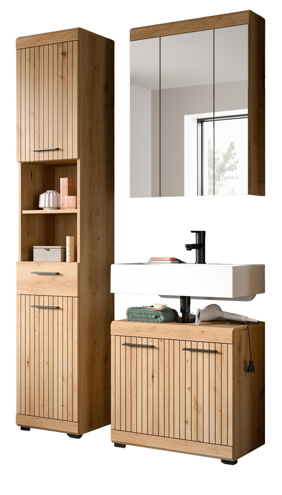 Inn.Furn Badmöbel-Set Eiche Artisan 112x191x34 cm