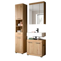 BADMÖBEL-SET 3-teilig Eiche Artisan 112 x 191 cm, Badkombination modernes Design - Schwarz/Eiche Artisan, Glas/Holzwerkstoff (112/191/34cm) - Inn.Furn