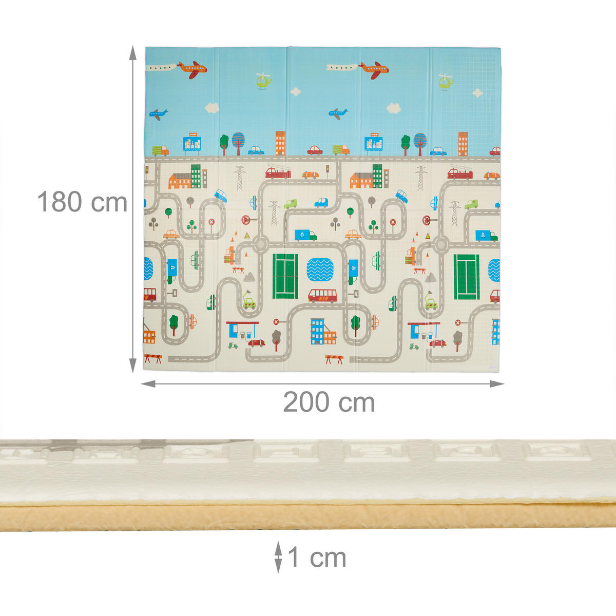 SPIELMATTE - Multicolor, Kunststoff/Textil (200/180cm) - Relaxdays