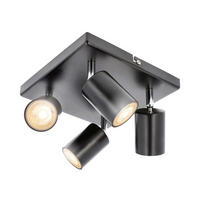 DECKENSTRAHLER JACK Quadratisch Schwarz Vier Kopf GU10 - Schwarz, Metall (21/21/13.5cm) - CGC Europe