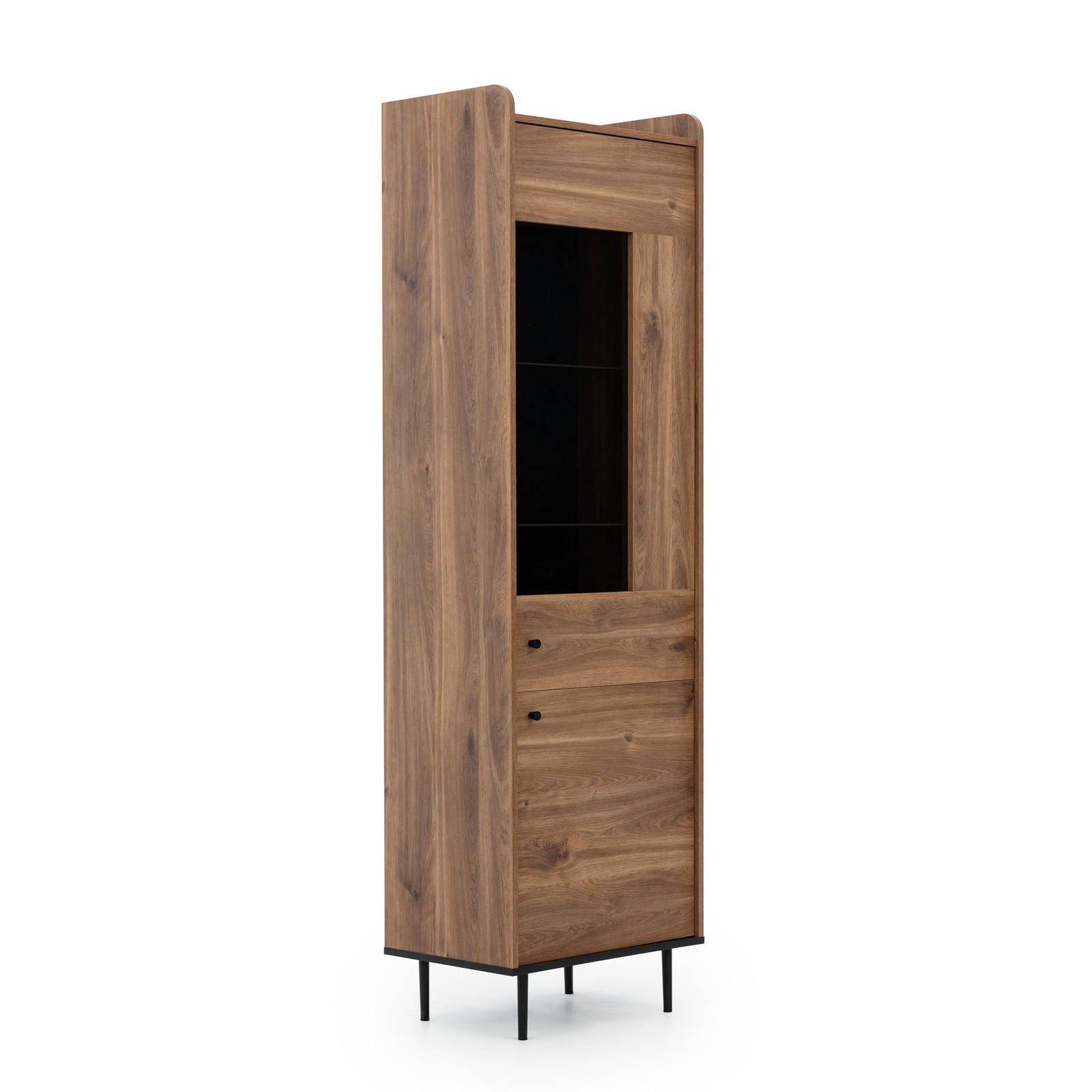 HOCHVITRINE Nero 60/40/200 Brandy Castello - Hellbraun/Schwarz, Glas/Holzwerkstoff (60/200/40cm) - Ravio