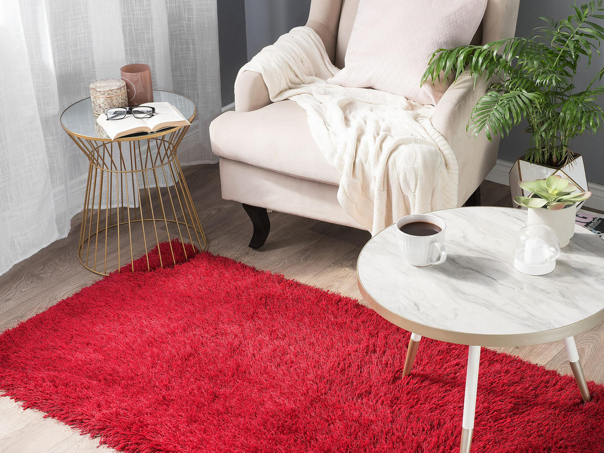 SHAGGY-TEPPICH Cide 150/80 cm - Rot, Kunststoff (80/150cm) - Beliani