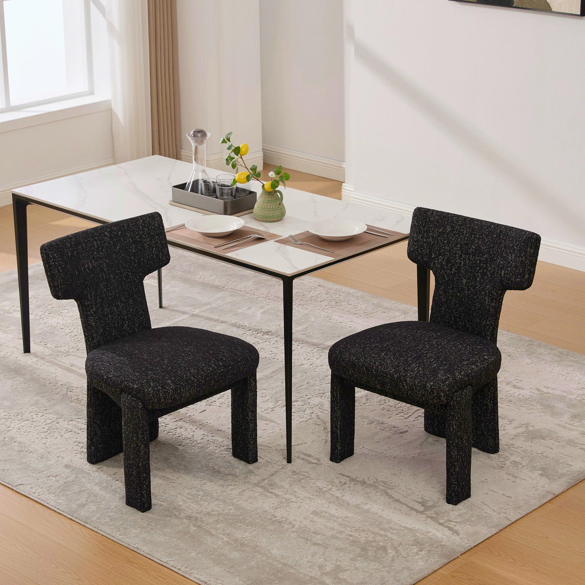 POLSTERSTUHL DE-36481 2er Set mit Holzbeinen Schwarz - Schwarz, Holzwerkstoff (56/86/64cm) - ComfortXL