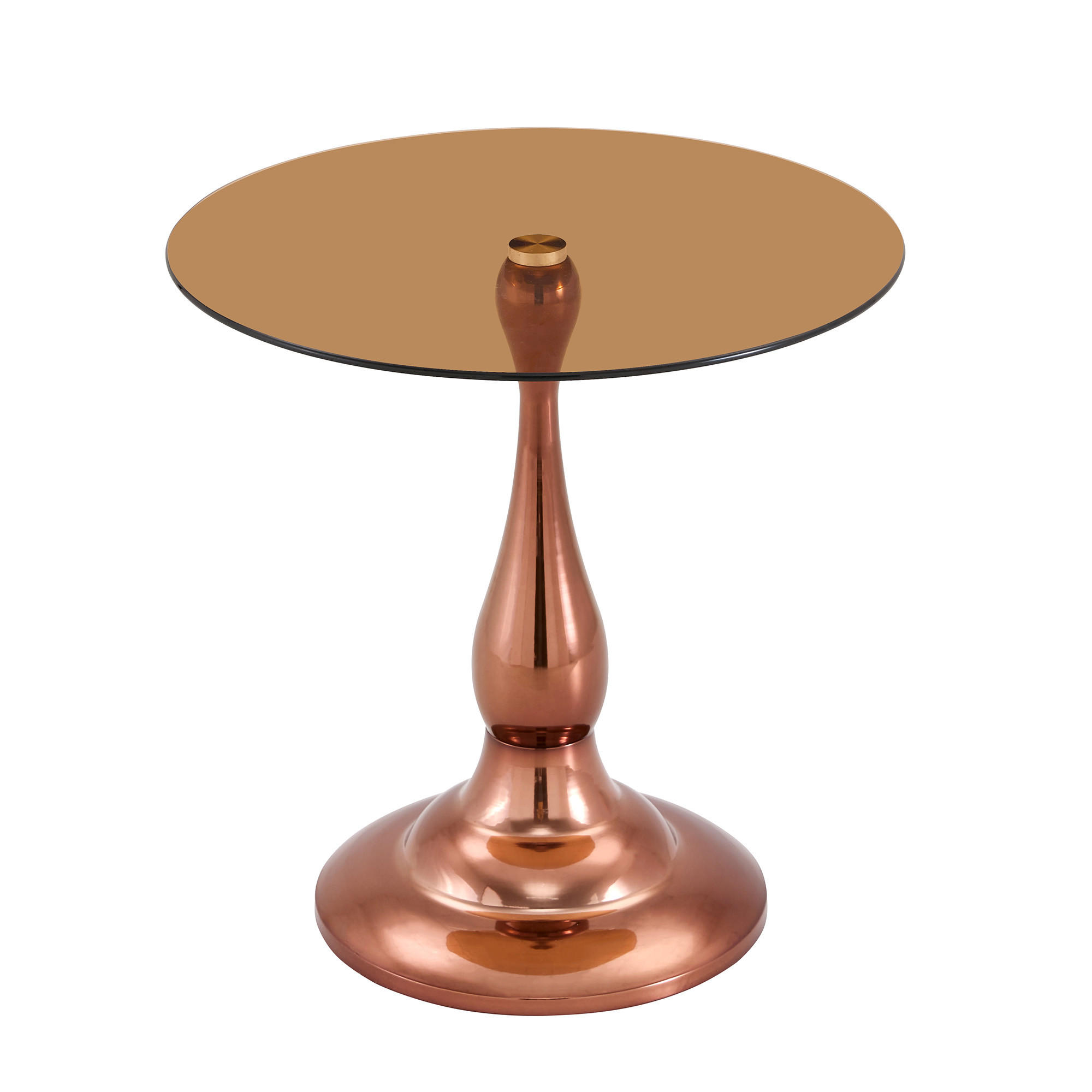 BEISTELLTISCH DE-37360 rund mit Glasplatte und geschwungenem Sockel Roségold - Roségold, Metall (50/50/51.5cm) - ComfortXL