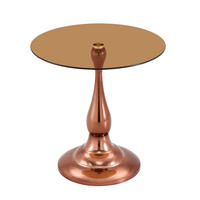 BEISTELLTISCH DE-37360 rund mit Glasplatte und geschwungenem Sockel Roségold - Roségold, Metall (50/50/51.5cm) - ComfortXL