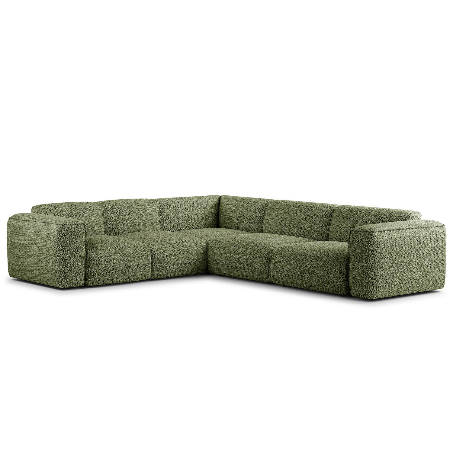 ECKSOFA mit Rundecke - Schwarz/Grün, Kunststoff/Textil (325/260cm) - home24