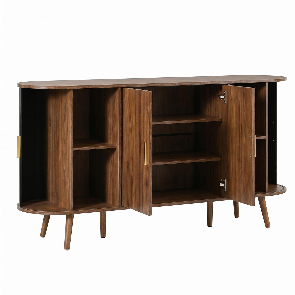 KOMODA Posuvná dvířka Rýhovaný design Moderní - barva vlašského ořechu, kompozitní dřevo (150/79/40cm) - FLIEKS