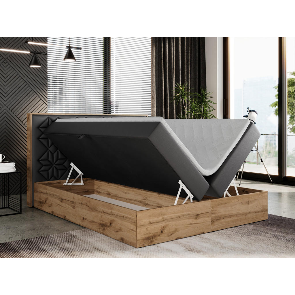 Thumbnail - MKS Boxbett, Dunkelgrau, Textil, 2-Sitzer, H4, 7-Zonen, Rechteckig, 180x200 cm, Schlafzimmer, Betten, Boxspringbetten