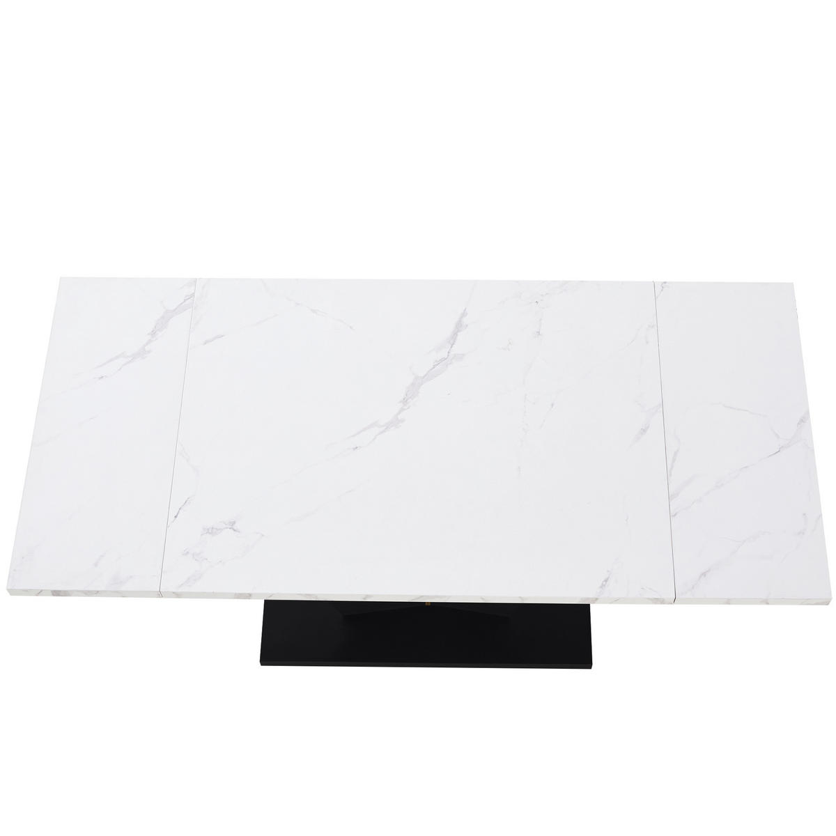 ESSTISCH 99-159/75/75 cm weiß schwarz ausziehbar mit V-Fußgestell aus MDF Metall - Weiß, Holzwerkstoff (99/75/75cm) - OKWISH