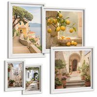 BILDER SET 5er Set - 50x50 cm & 20x30 cm & 40x60 cm Weißer Rahmen - Zitrusfrüchte in der Küche - Weiß, Kunststoff (40/60cm) - TULUP