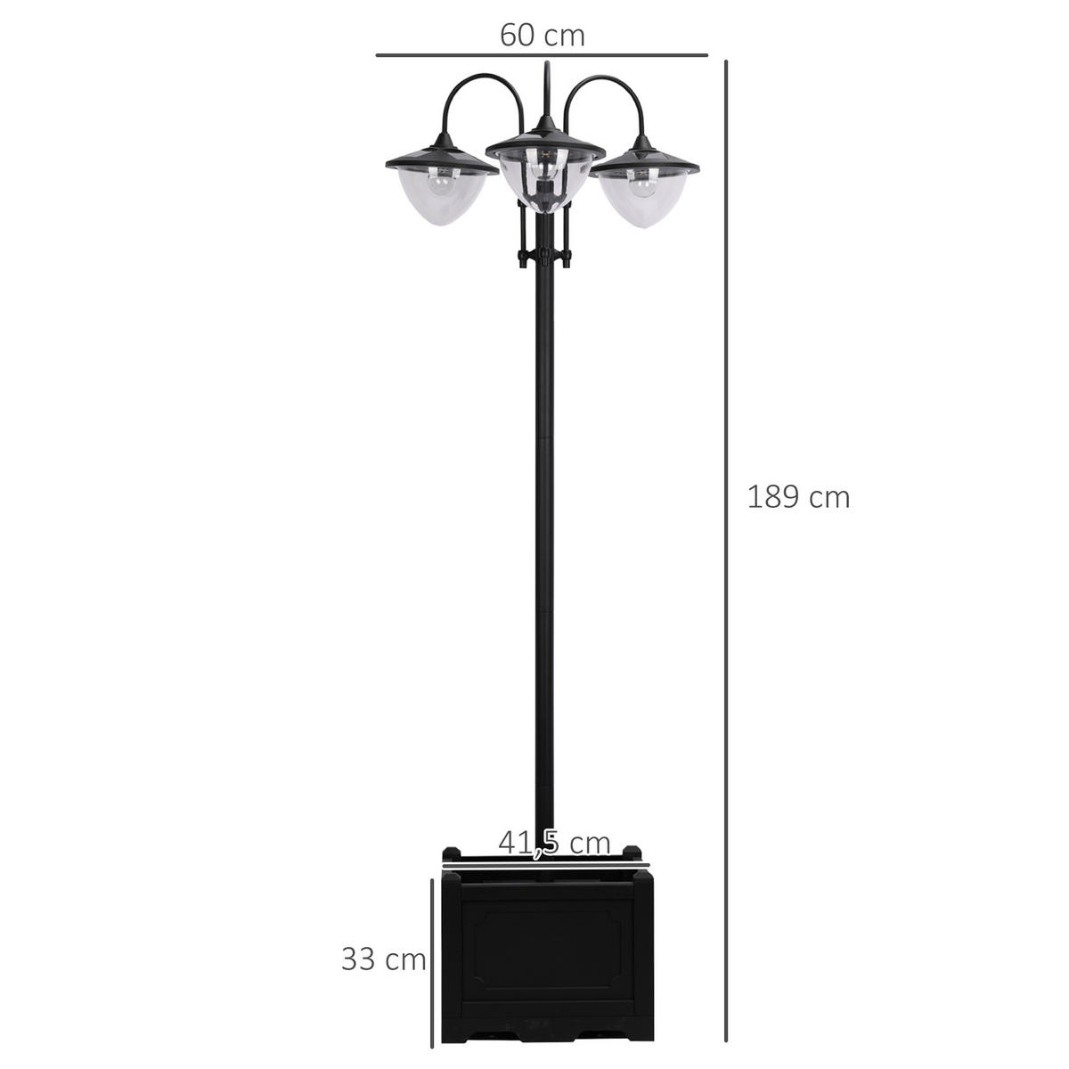 GARTENLATERNE, Schwarz, PP, ABS, Edelstahl, Aluminiumlegierung - Schwarz, Metall (60/55/189cm) - Outsunny