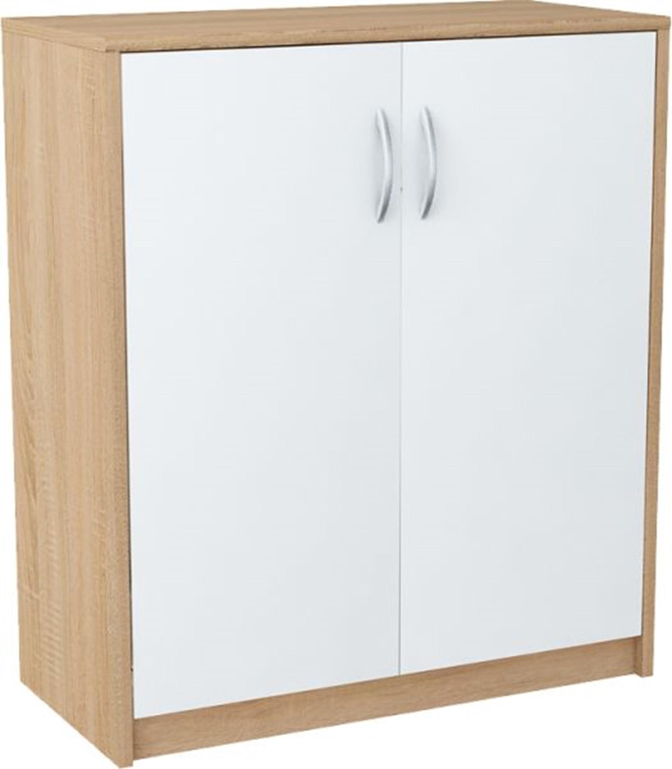 KOMMODE 2D Sonoma Eiche-Weiß 74/35/85 cm 2-türig - Weiß/Sonoma Eiche, Holzwerkstoff (74/85/35cm) - Matkam Möbel