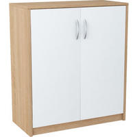KOMMODE 2D Sonoma Eiche-Weiß 74/35/85 cm 2-türig - Weiß/Sonoma Eiche, Holzwerkstoff (74/85/35cm) - Matkam Möbel