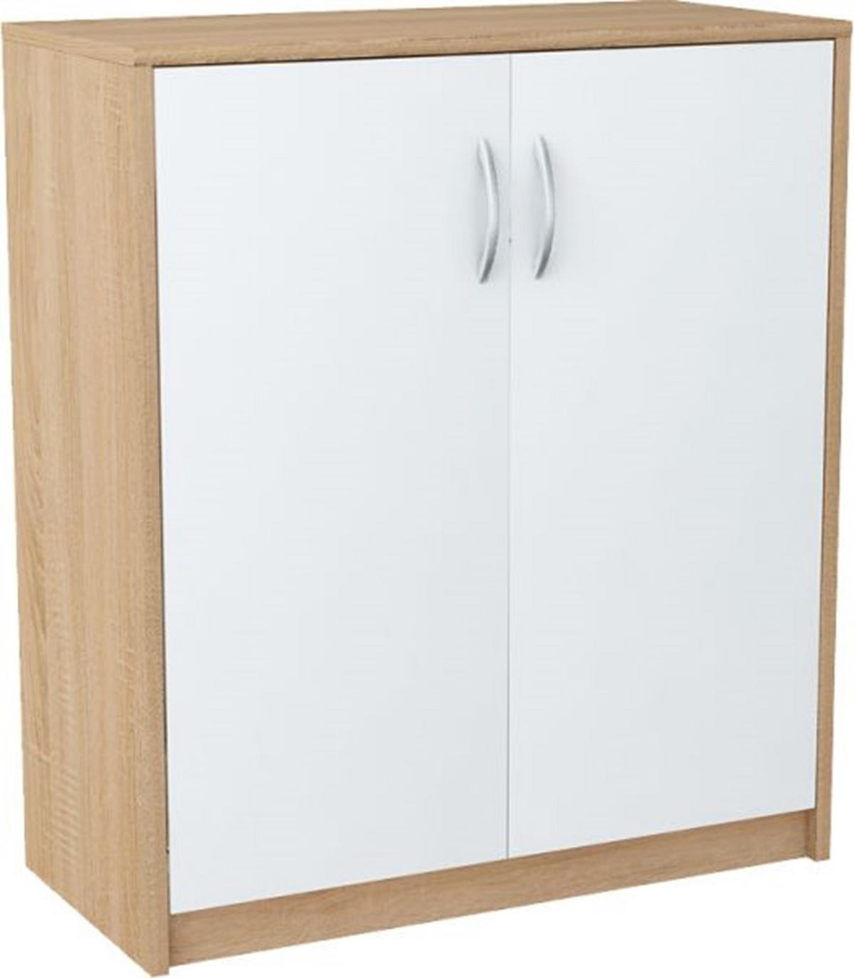 KOMMODE 2D Sonoma Eiche-Weiß 74/35/85 cm 2-türig - Weiß/Sonoma Eiche, Holzwerkstoff (74/85/35cm) - Matkam Möbel