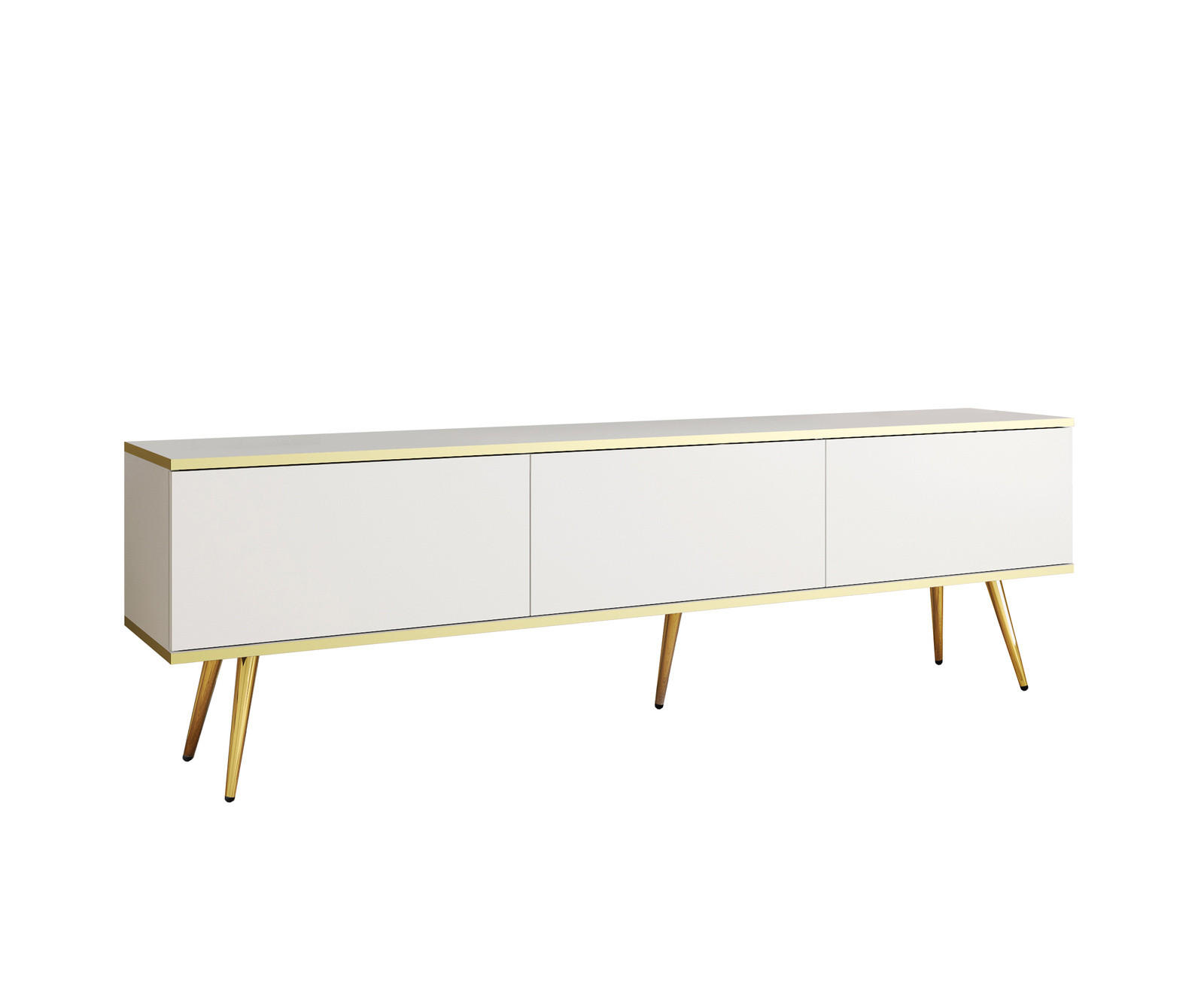 Ravio Tv-Lowboard Weiß, Gold 175x53x32 cm