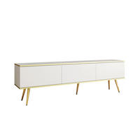 TV-LOWBOARD FORNO (Weiß, Goldene Details, 3 Türen, goldene Metallfüße, 175 cm) - Gelb/Goldfarben, Holz/Holzwerkstoff (175/53/32cm) - Ravio