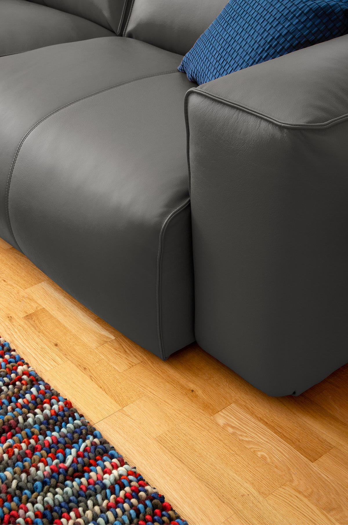 3-SITZER SOFA - Schwarz/Grau, Leder/Kunststoff (251/71/102cm) - home24