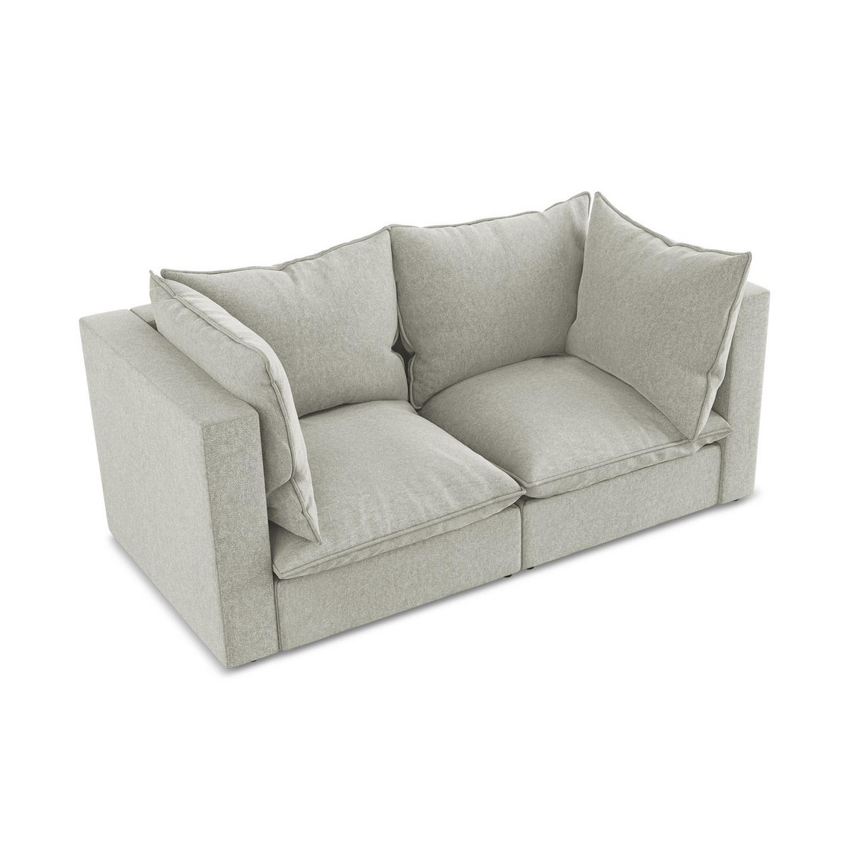 2-SITZER SOFA Samt Stoff Grau - Hellgrau/Schwarz, Holzwerkstoff/Kunststoff (180/77/90cm) - LaMiaSofa